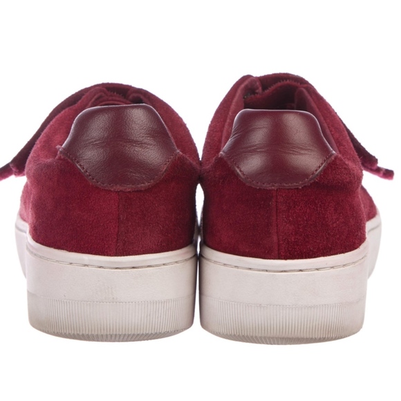 SANDRO Suede Low-Top Sneakers Size 8 Red Burgundy - Picture 3 of 3
